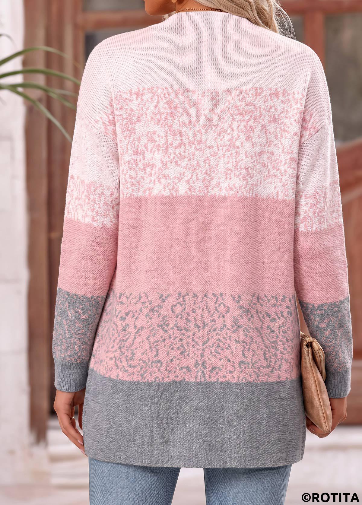 Pink tops,Ombre tops,ROTITA Ombre Pink Long Sleeve Open Front Coat