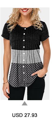Button Up Crinkle Chest Star Print T Shirt