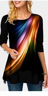 Printed Long Sleeve Round Neck T Shirt
