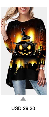 Round Neck Halloween Pumpkin Print T Shirt
