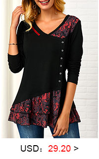 V Neck Printed Button Front T Shirt
