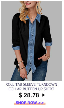 Roll Tab Sleeve Turndown Collar Button Up Shirt
